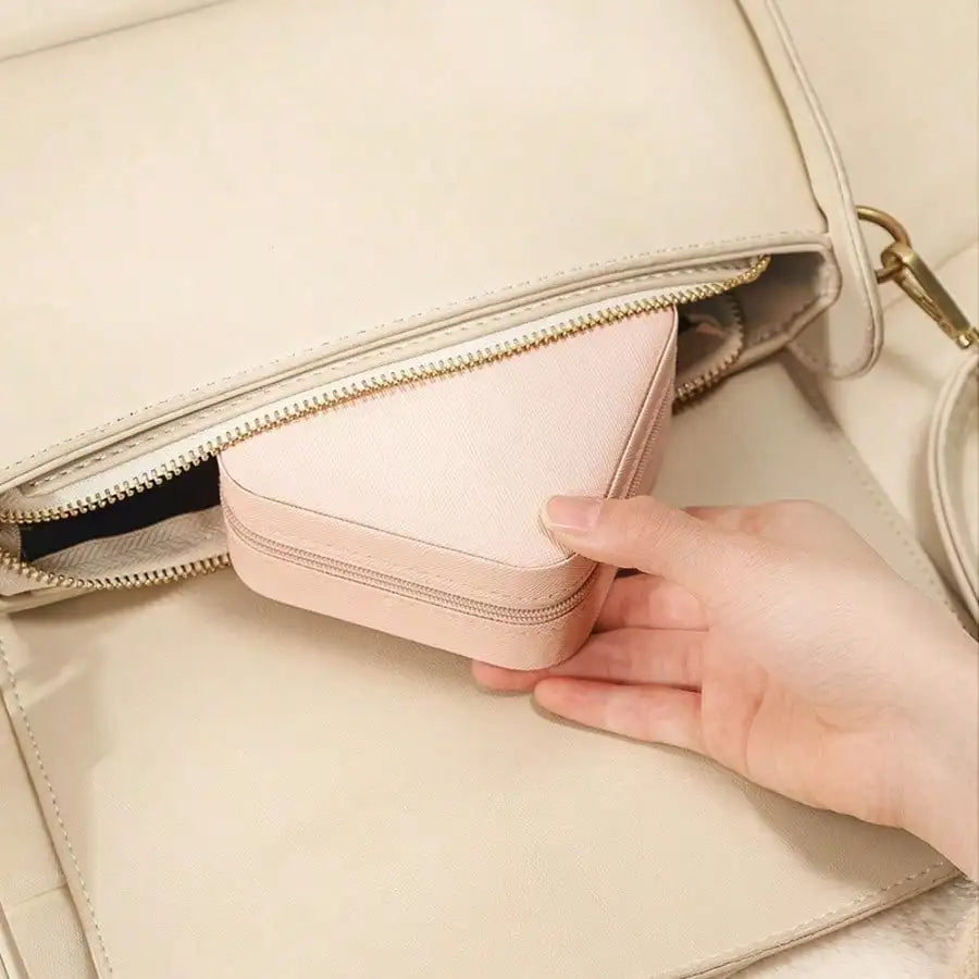 Portable Shimmering Travel Jewelry Case Mini Tangle Free Jewelry Organizer Box Storage Bag For Rings Earrings Necklaces Ideal For Vacation Daily Use And On The Go Use