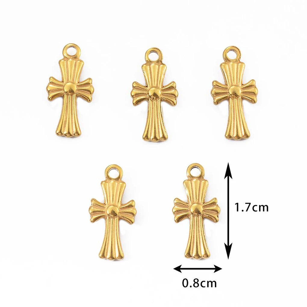 5pcs Gold Color Cross Charm Religious Jesus Pendant for DIY Earring Necklace Jewelry Making Supplies Wholesale