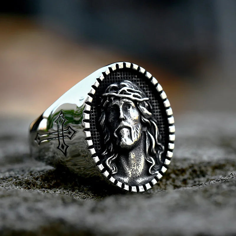 BEIER 2022 New Creative Design Jesus Ring Religious Men's Cross Ring Prayer Christian Jewelry Wholesale Dropshipping