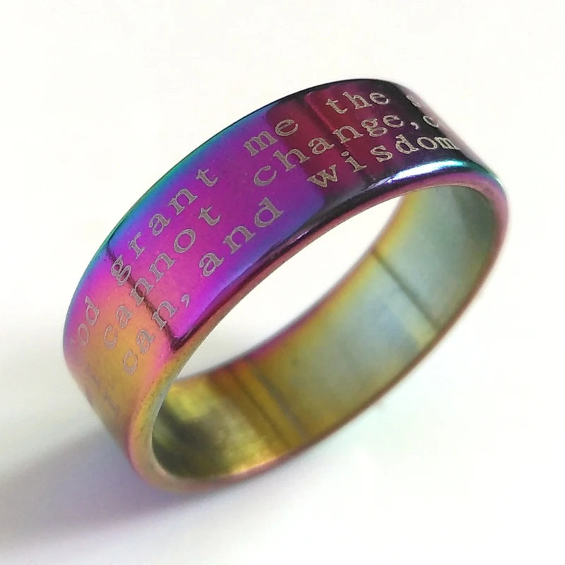 30pcs English SERENITY Lords PRAYER Stainless Steel Rings Religious Christian Cross Rings Wholesale Fashion Jewelry Lots