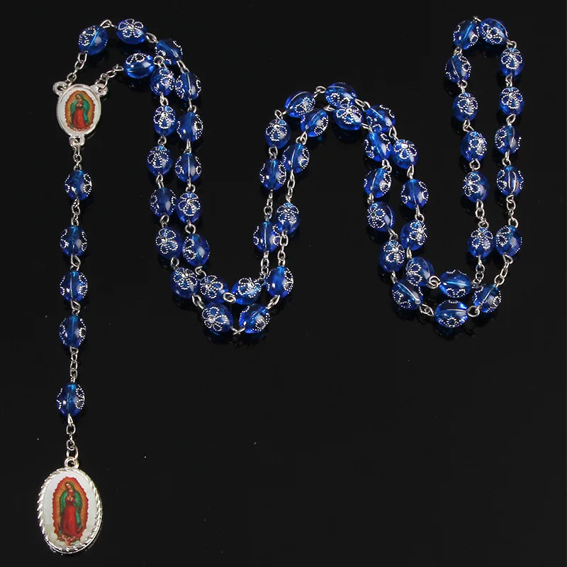Catholic Crystal Pearl Rosary Catholic Rosary Premium Pearl Cross Necklace Beads Cross Religious Pendant Necklace