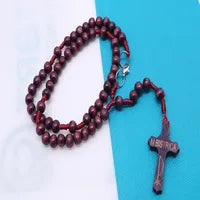 Catholic Crystal Pearl Rosary Catholic Rosary Premium Pearl Cross Necklace Beads Cross Religious Pendant Necklace