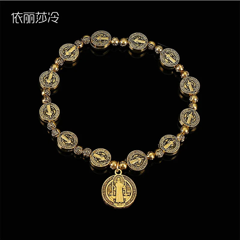 Handmade Jesus Bracelet Virgin Mary Cross Exquisite Random Image Christian Supplies Gift Rosary Bracelet Wholesale