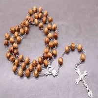 Catholic Crystal Pearl Rosary Catholic Rosary Premium Pearl Cross Necklace Beads Cross Religious Pendant Necklace