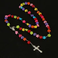 Catholic Crystal Pearl Rosary Catholic Rosary Premium Pearl Cross Necklace Beads Cross Religious Pendant Necklace