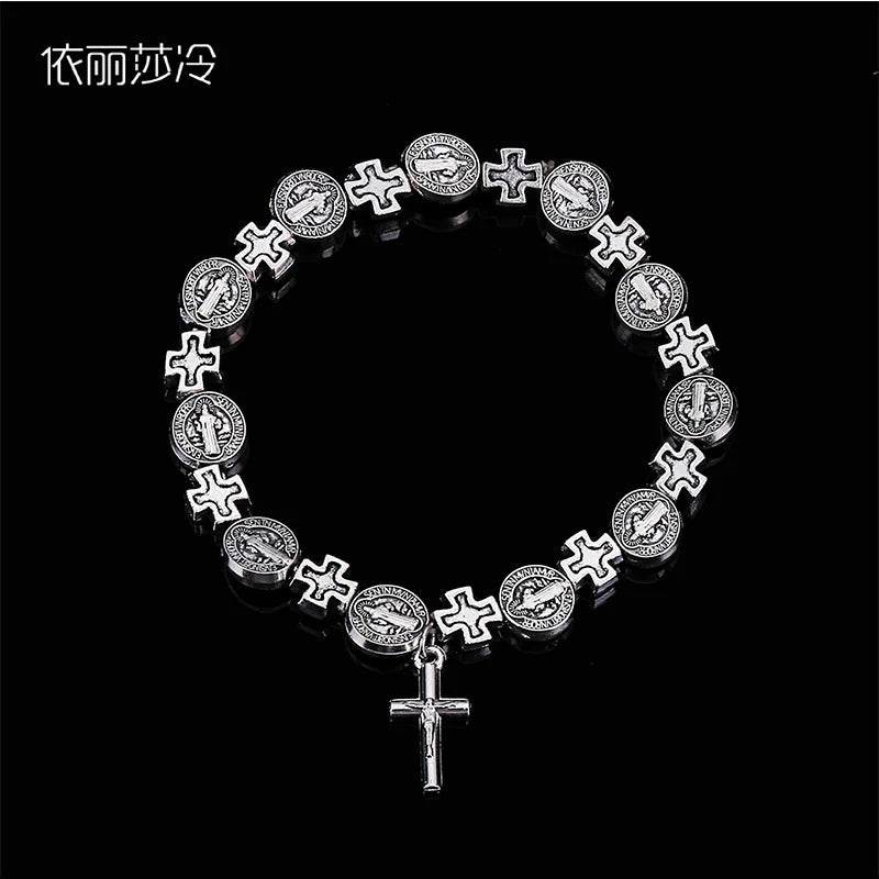 Handmade Jesus Bracelet Virgin Mary Cross Exquisite Random Image Christian Supplies Gift Rosary Bracelet Wholesale