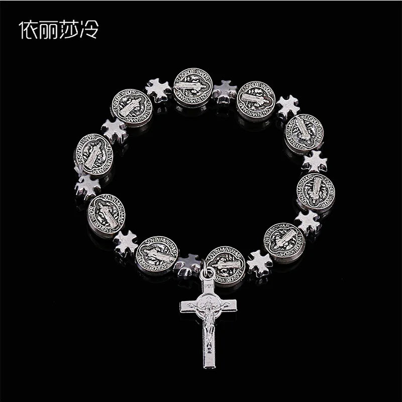 Handmade Jesus Bracelet Virgin Mary Cross Exquisite Random Image Christian Supplies Gift Rosary Bracelet Wholesale
