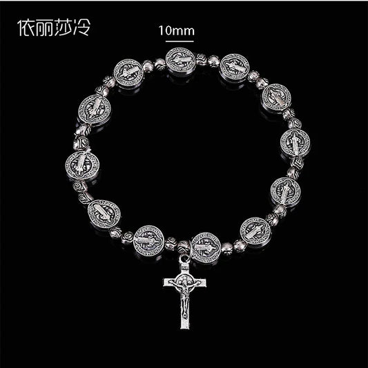 Handmade Jesus Bracelet Virgin Mary Cross Exquisite Random Image Christian Supplies Gift Rosary Bracelet Wholesale