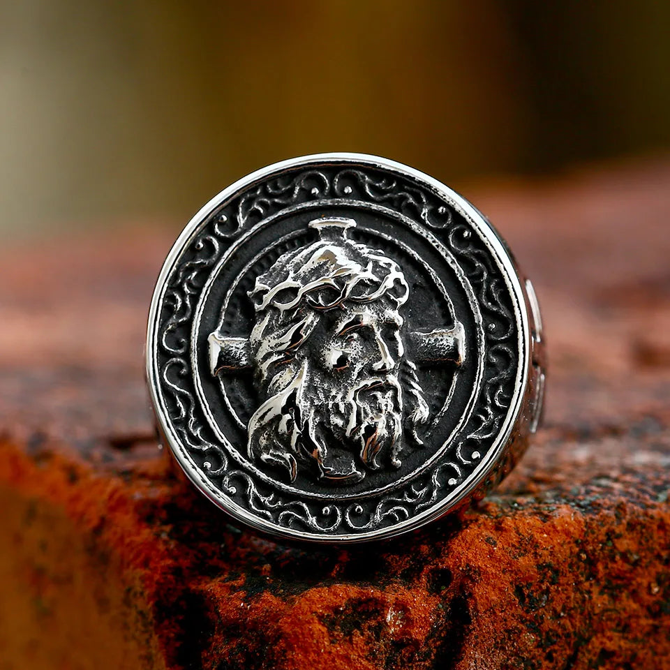 BEIER 2022 New Creative Design Jesus Ring Religious Men's Cross Ring Prayer Christian Jewelry Wholesale Dropshipping