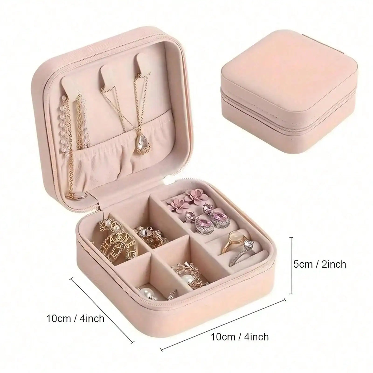 Portable Shimmering Travel Jewelry Case Mini Tangle Free Jewelry Organizer Box Storage Bag For Rings Earrings Necklaces Ideal For Vacation Daily Use And On The Go Use