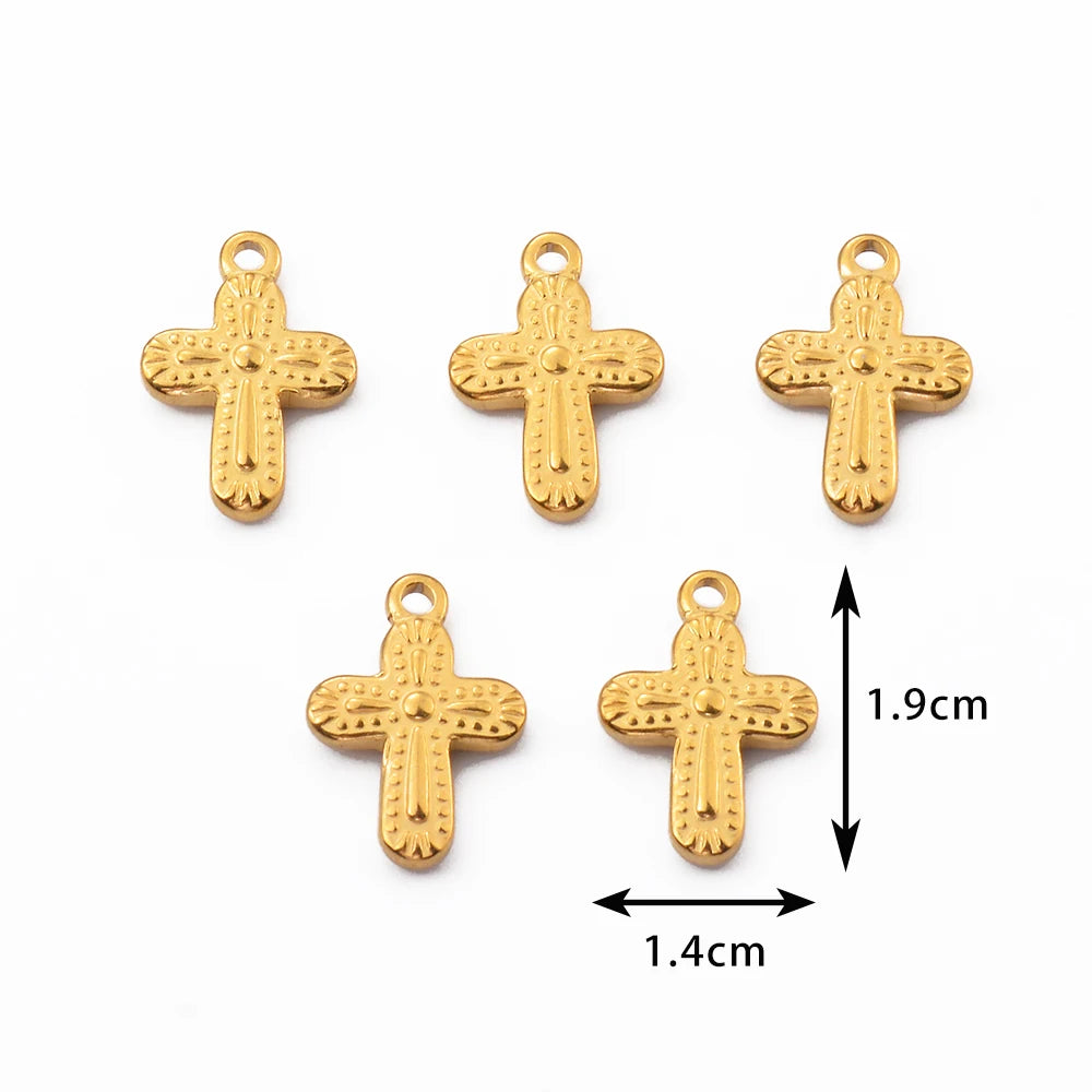 5pcs Gold Color Cross Charm Religious Jesus Pendant for DIY Earring Necklace Jewelry Making Supplies Wholesale