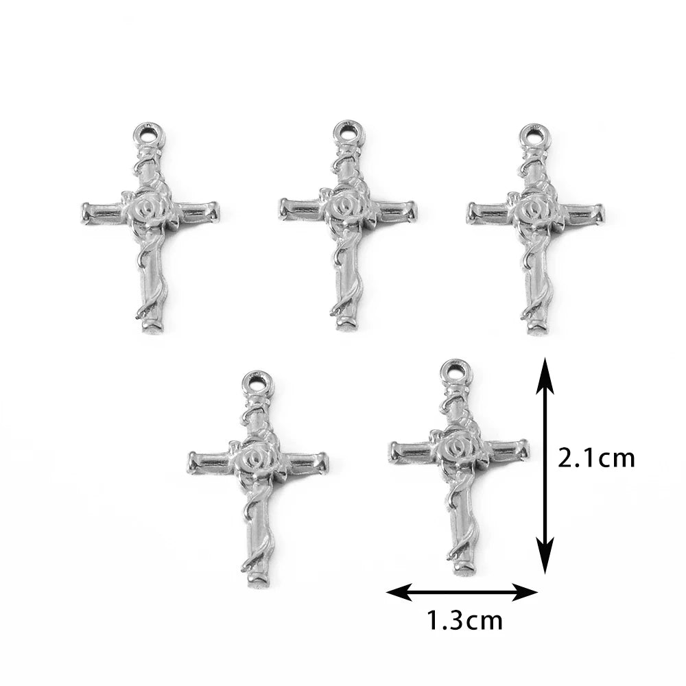 5pcs Gold Color Cross Charm Religious Jesus Pendant for DIY Earring Necklace Jewelry Making Supplies Wholesale