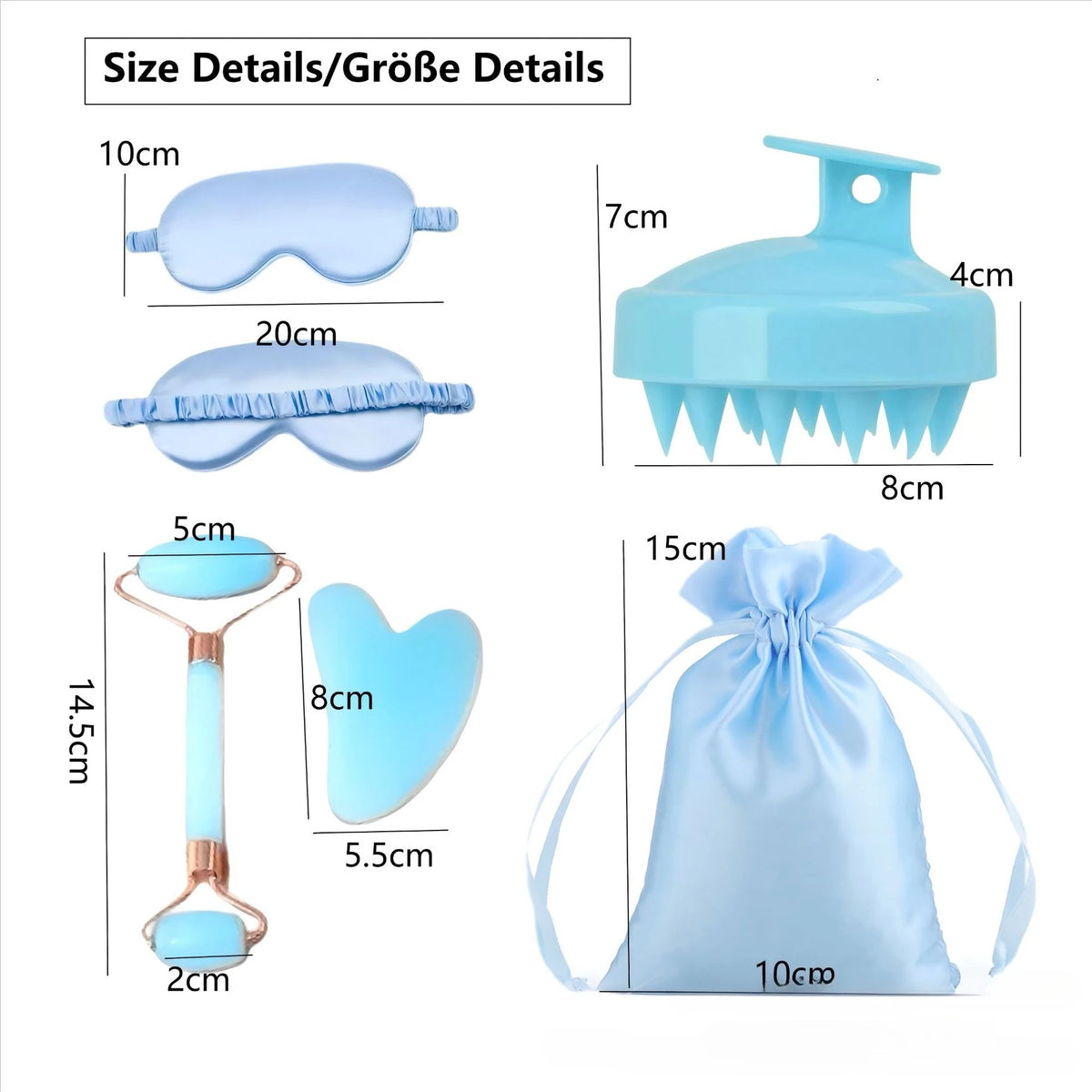 17Pcs Satin Sleep Beauty Set Silk Pillowcase Bonnet Eye Mask Heatless Curling Rod Facial Roller Gua Sha Hair Care Kit