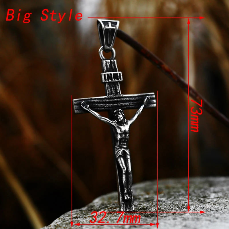 Beier 2022 New Fashion 316L Stainless Steel Jesus cross Pendant Necklace Christian Hip Hop Rock Jewelry Wholesale