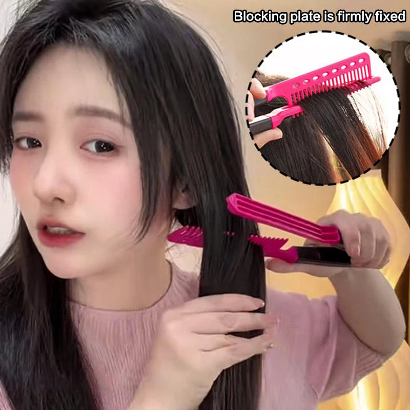 V Type Hair Straightener Brush DIY Hairdress Tool Hairdressing Combs Natural Hair Styling Curling Comb Hair For Male And Female