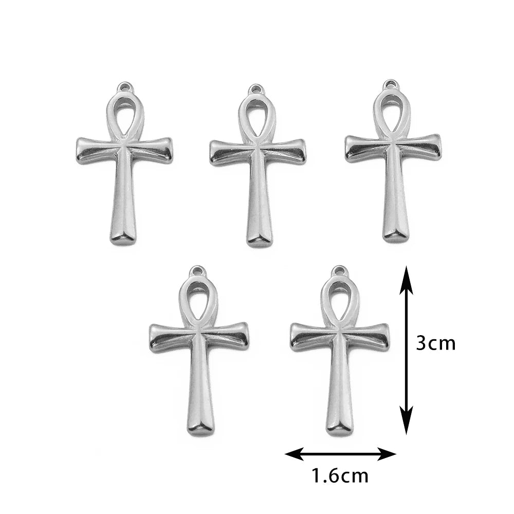 5pcs Gold Color Cross Charm Religious Jesus Pendant for DIY Earring Necklace Jewelry Making Supplies Wholesale