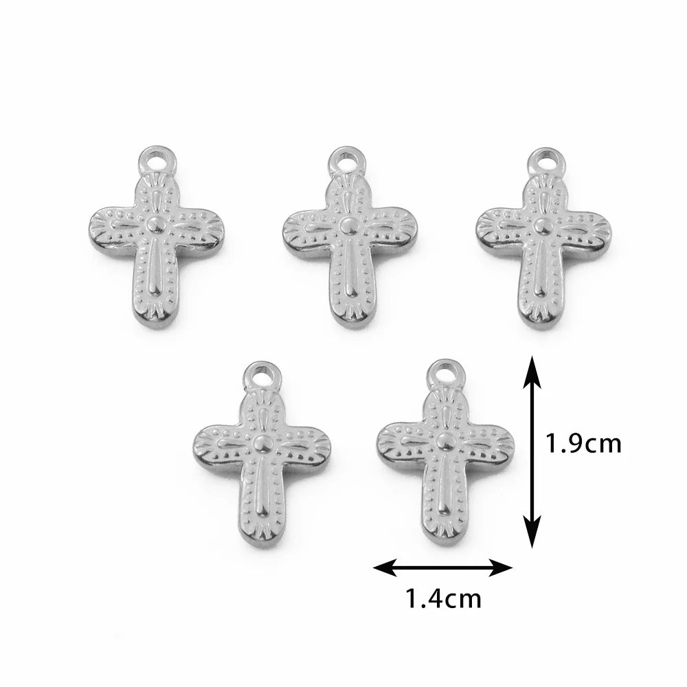 5pcs Gold Color Cross Charm Religious Jesus Pendant for DIY Earring Necklace Jewelry Making Supplies Wholesale
