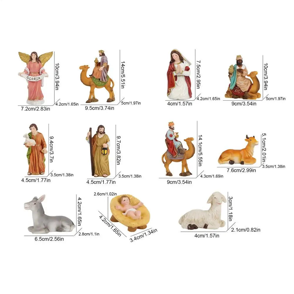 Nativity Figurines Nativity Statue Decor For Desk Birth Of Jesus Sculpture Ornament Resin For Christmas Collectors Fireplace