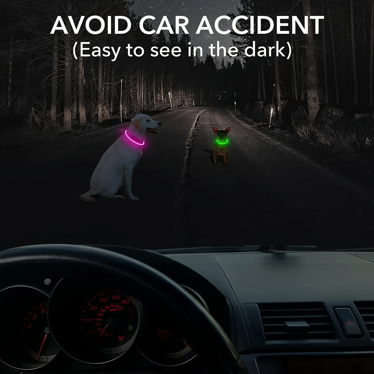USB Rechargeable Fiber Optic Collar Pet Dog LED Light Collar Luminous Anti-Lost Dog Collar USB Rechargeable Dog Necklace Collar