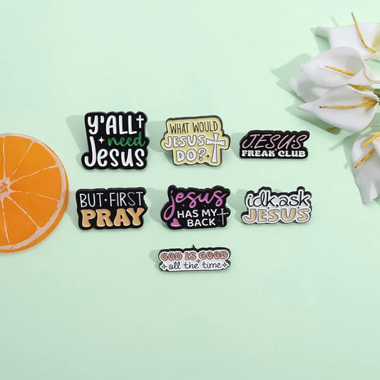 Cartoon Cute JESUS Enamel Pins Christian Clothing Brooch Cute Creative Jesus Lapel Badge Cap Clothes Jewelry Gift Wholesale