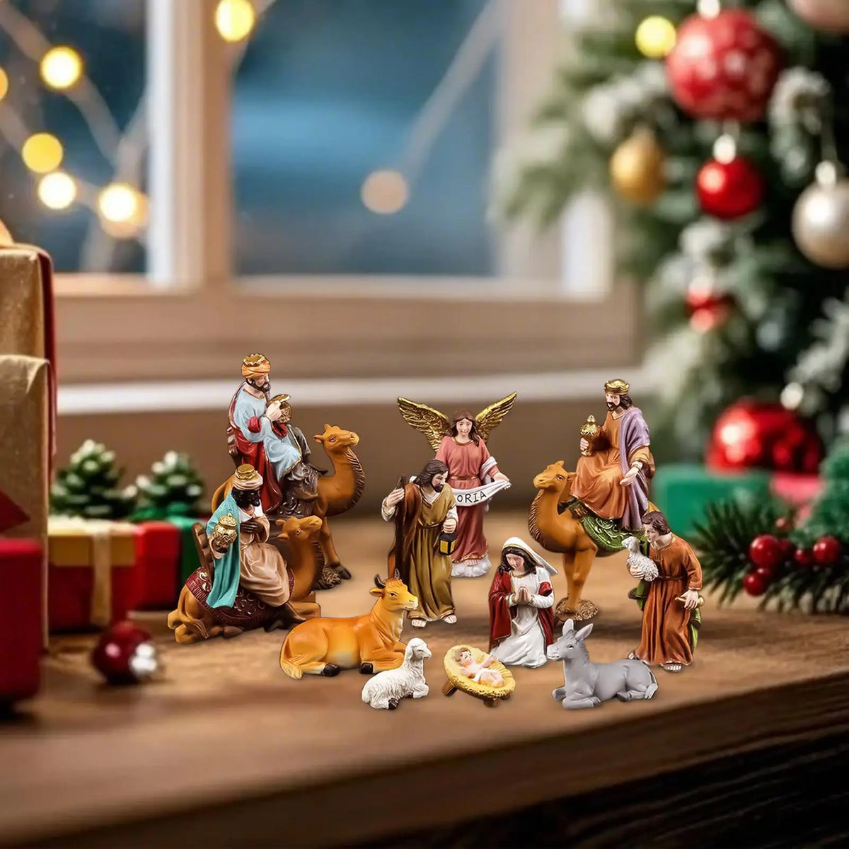 Nativity Figurines Nativity Statue Decor For Desk Birth Of Jesus Sculpture Ornament Resin For Christmas Collectors Fireplace