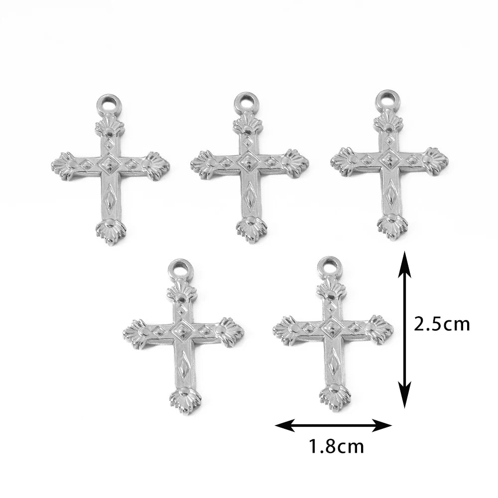 5pcs Gold Color Cross Charm Religious Jesus Pendant for DIY Earring Necklace Jewelry Making Supplies Wholesale