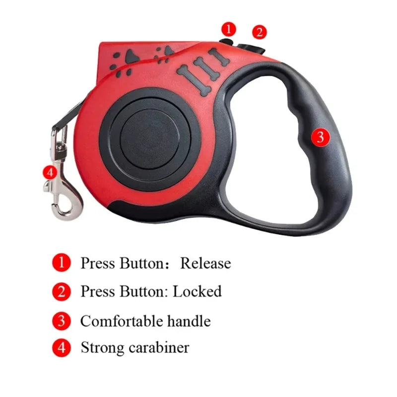 Durable Nylon Automatic Retractable Dog Leash LED Flashlight Night Glowing Design Outdoor Walking Pet Leash Dog Daily Supplies