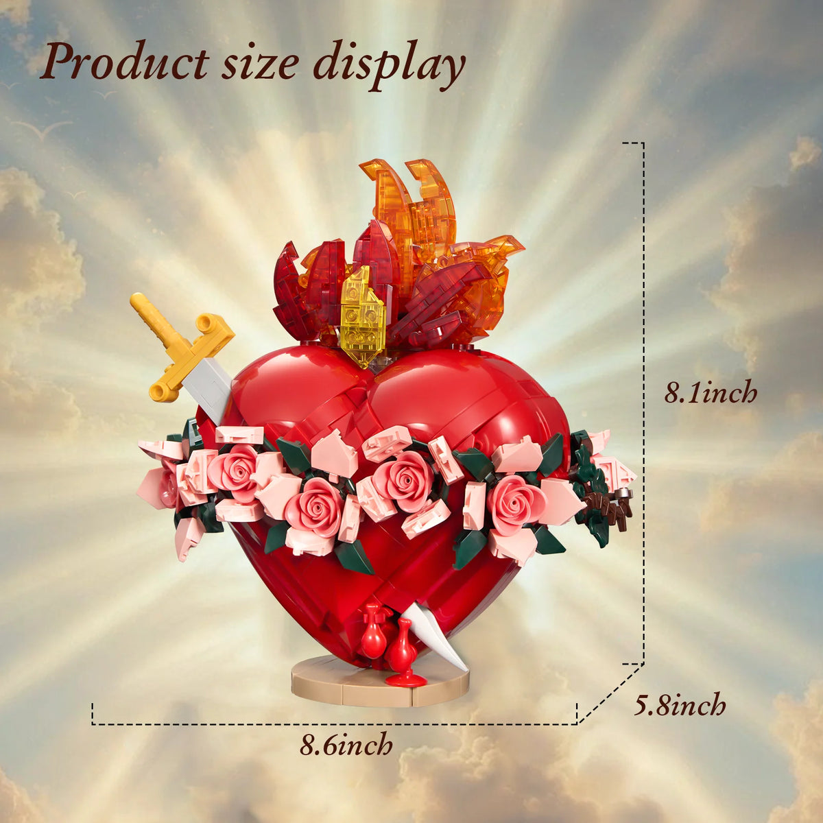Sacred Heart of Mary Building Blocks Set LED Light Jesus Figure Prayer Room Christian Home Decor Ornament Collectible Adult Gift