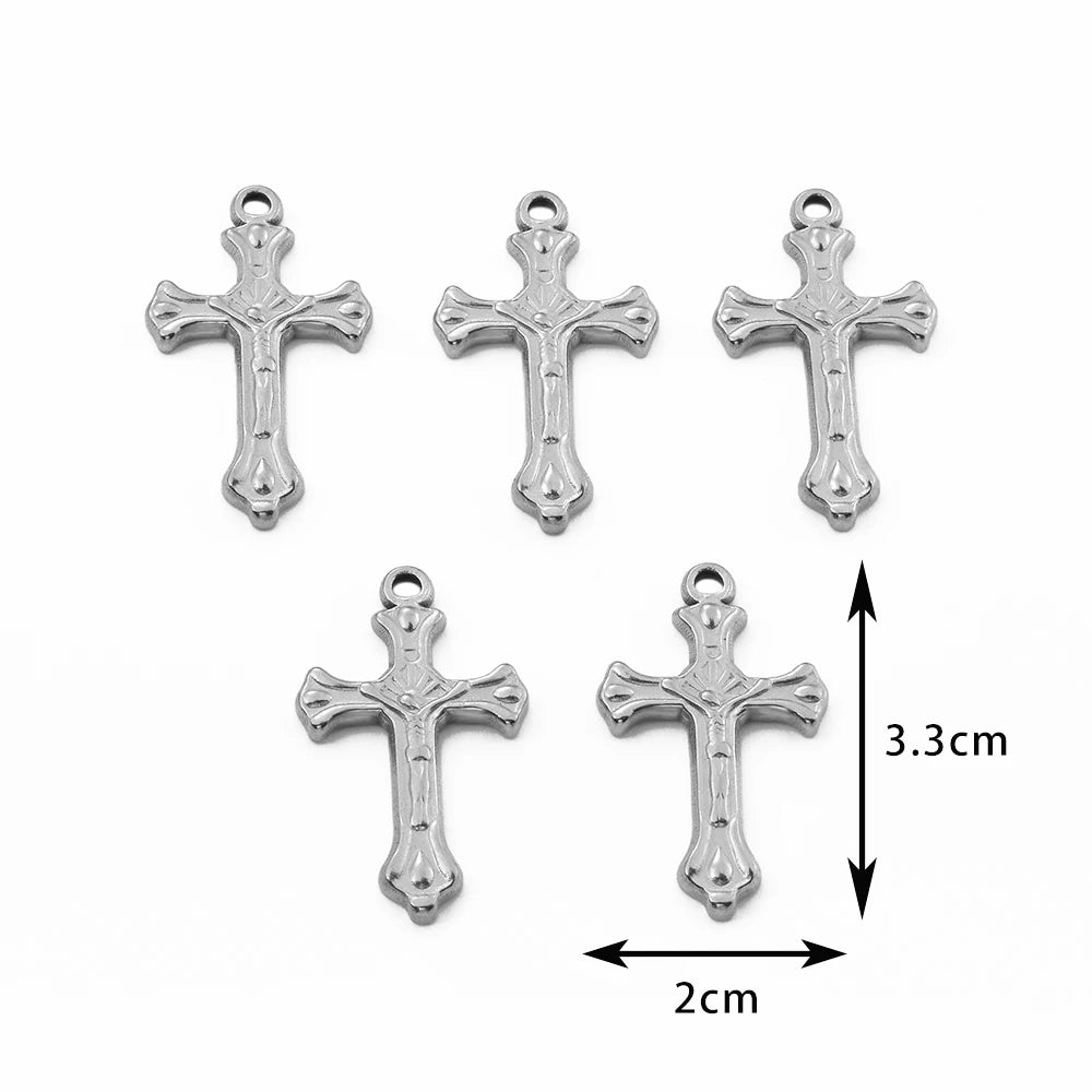 5pcs Gold Color Cross Charm Religious Jesus Pendant for DIY Earring Necklace Jewelry Making Supplies Wholesale