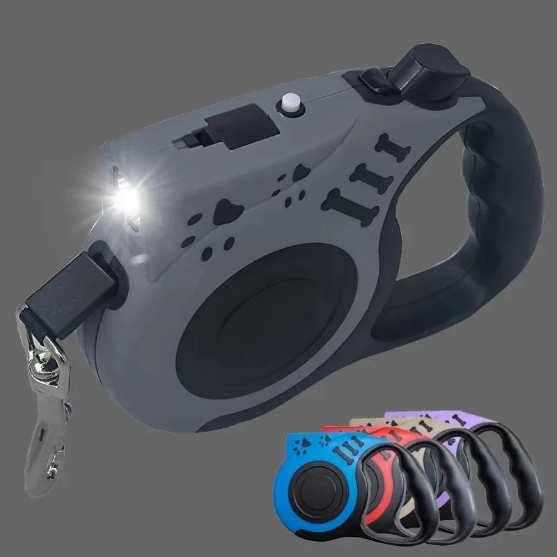 Durable Nylon Automatic Retractable Dog Leash LED Flashlight Night Glowing Design Outdoor Walking Pet Leash Dog Daily Supplies