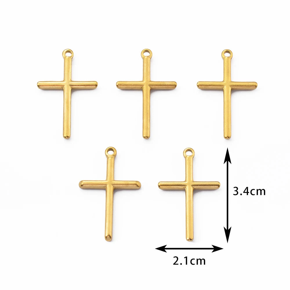 5pcs Gold Color Cross Charm Religious Jesus Pendant for DIY Earring Necklace Jewelry Making Supplies Wholesale