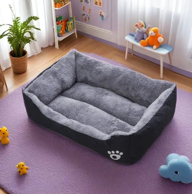 Black Dog Bed Plush Sleeping Bed for Large, Medium and Small Dogs, Non-Slip and Bite-Resistant Pet Sleeping Mat