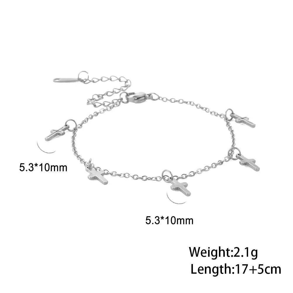Cazador Christian Cross Charm Bracelet for Women Boho Pendant Bracelets on Hand Stainless Steel Jewelry Bithday Gift Wholesale