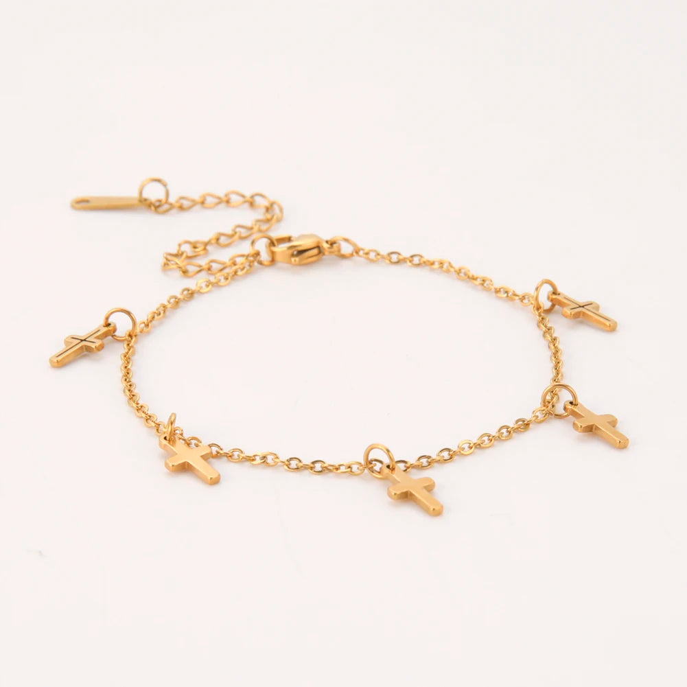 Cazador Christian Cross Charm Bracelet for Women Boho Pendant Bracelets on Hand Stainless Steel Jewelry Bithday Gift Wholesale