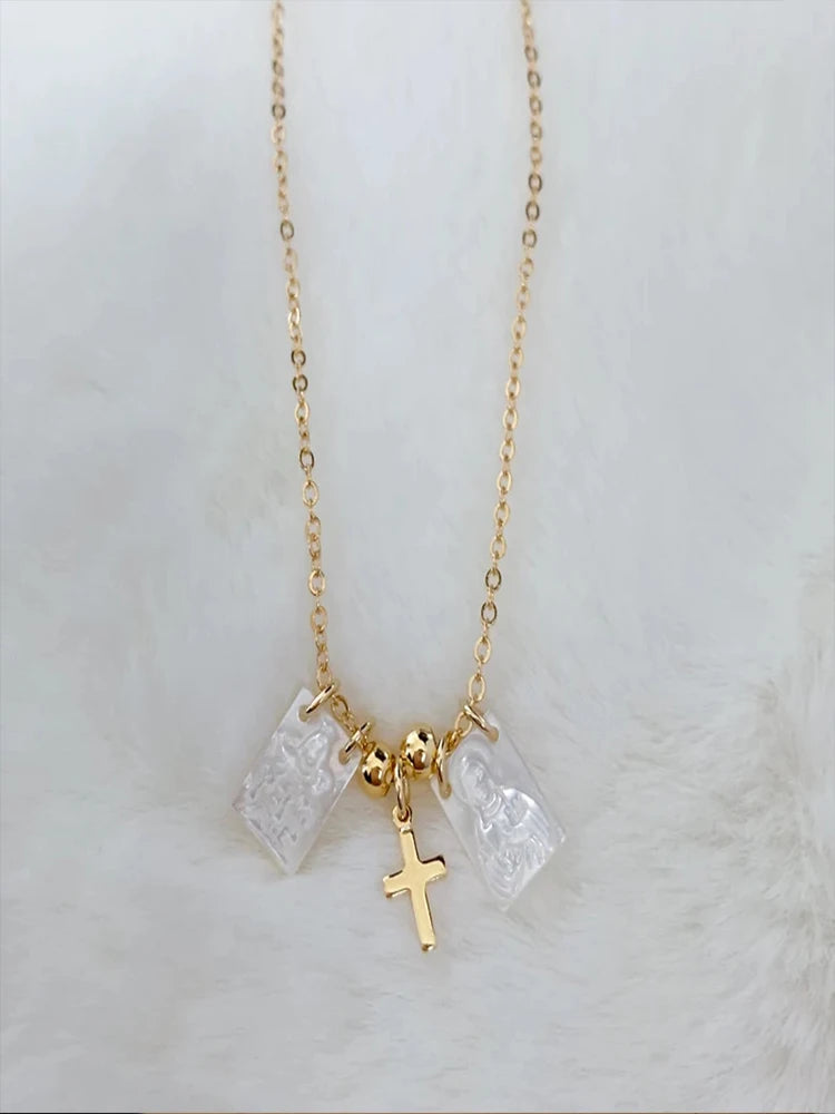 Delicate Cross Pendant Necklaces Shell Jesus Religious Confirmed Memories Jewelr Women's Accessoriessteel Jewelry Wholesale