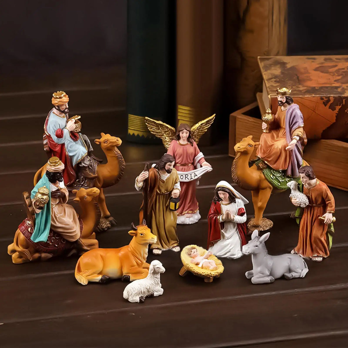 Nativity Figurines Nativity Statue Decor For Desk Birth Of Jesus Sculpture Ornament Resin For Christmas Collectors Fireplace