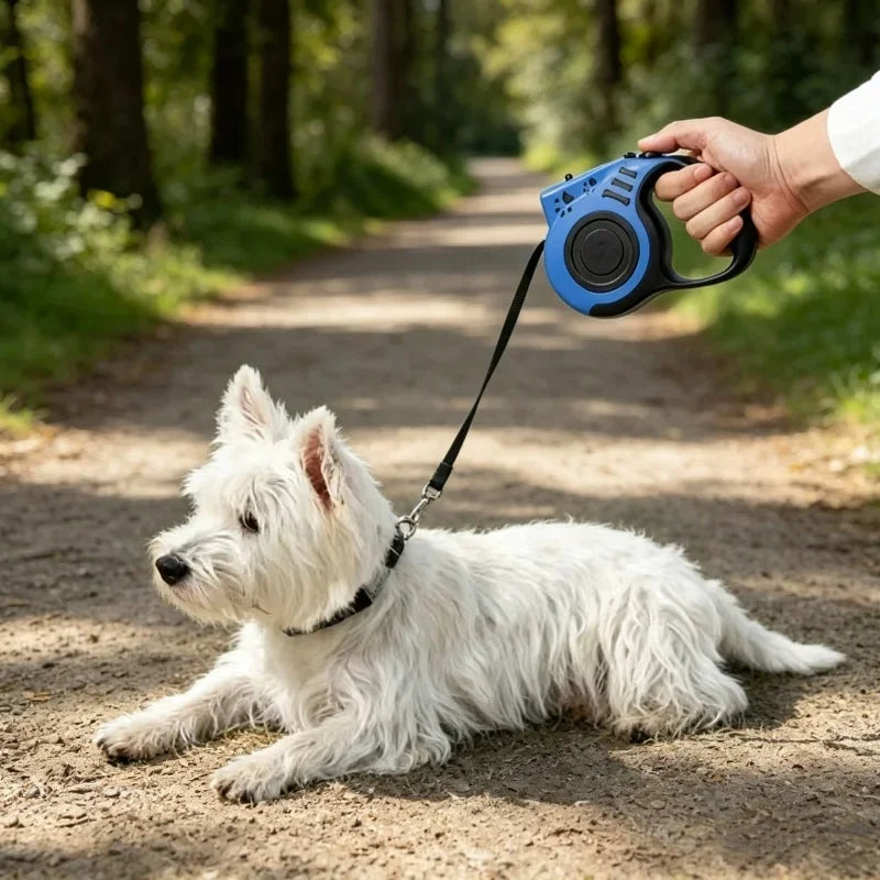 Durable Nylon Automatic Retractable Dog Leash LED Flashlight Night Glowing Design Outdoor Walking Pet Leash Dog Daily Supplies