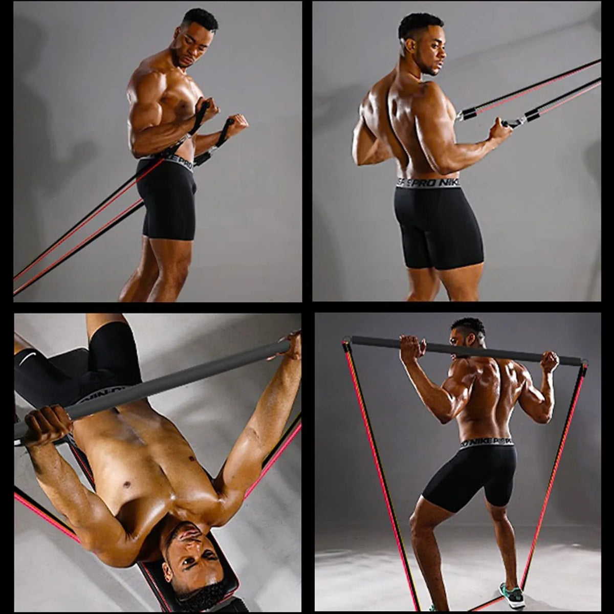 180lbs Resistance Bands with Adjustable Pilates Bar, Portable Home Gym Set for Full Body Strength & Pilates Workout