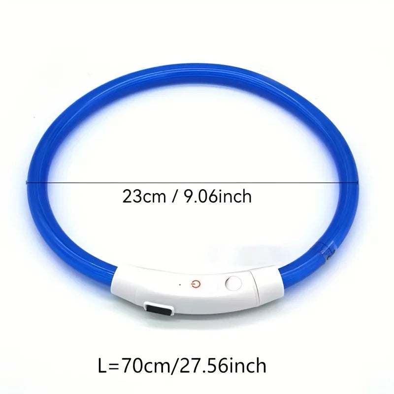 USB Rechargeable Fiber Optic Collar Pet Dog LED Light Collar Luminous Anti-Lost Dog Collar USB Rechargeable Dog Necklace Collar