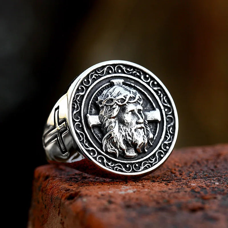 BEIER 2022 New Creative Design Jesus Ring Religious Men's Cross Ring Prayer Christian Jewelry Wholesale Dropshipping