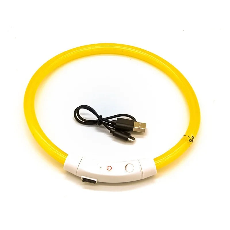 USB Rechargeable Fiber Optic Collar Pet Dog LED Light Collar Luminous Anti-Lost Dog Collar USB Rechargeable Dog Necklace Collar