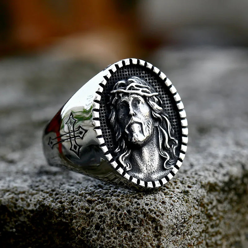 BEIER 2022 New Creative Design Jesus Ring Religious Men's Cross Ring Prayer Christian Jewelry Wholesale Dropshipping