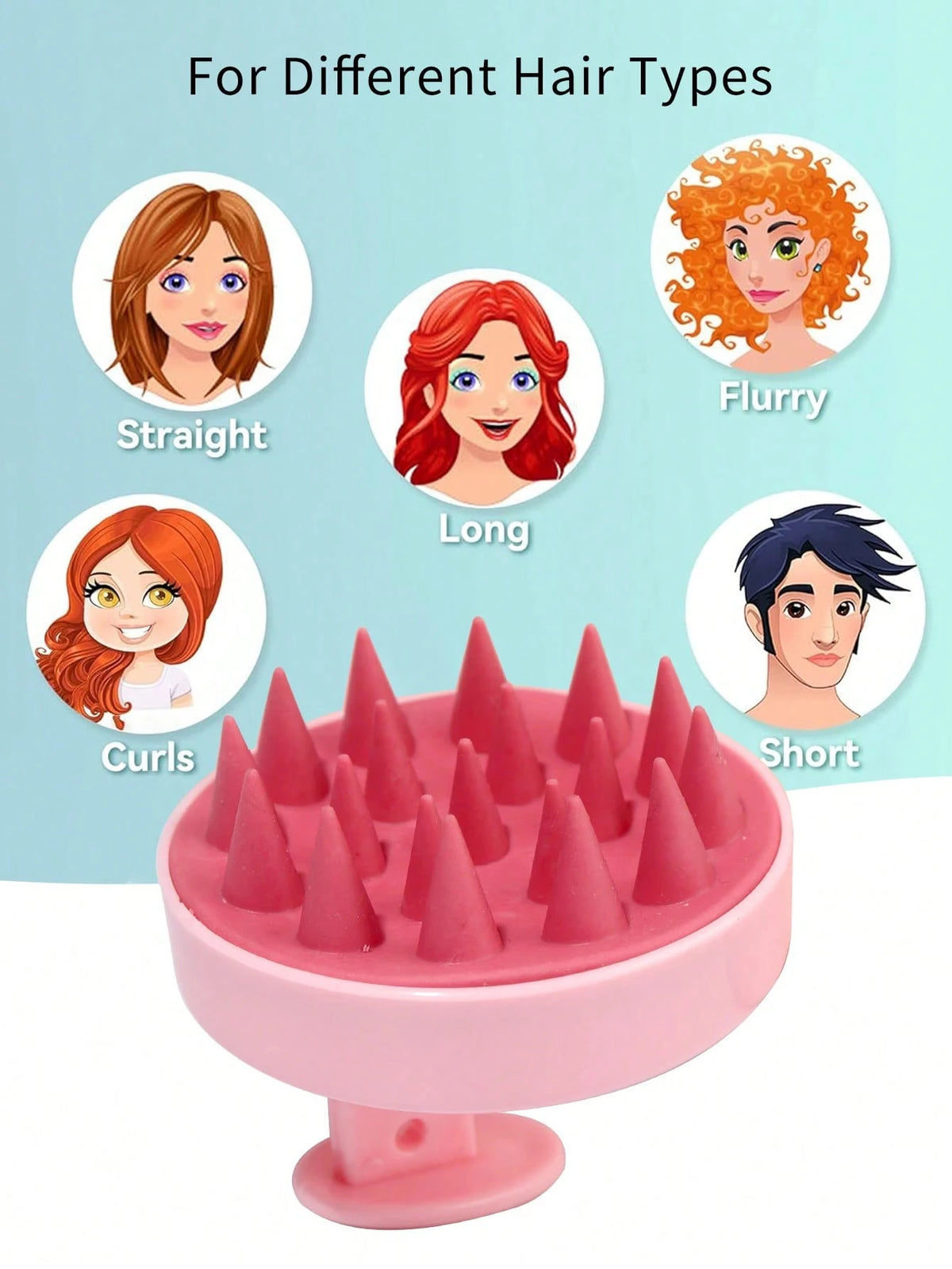 1PC Silicone Scalp Massager Hair Washing Brush, Wet & Dry Soft Silicone Comb Teeth For Scalp Care,Hair Cleansing Bath Brush