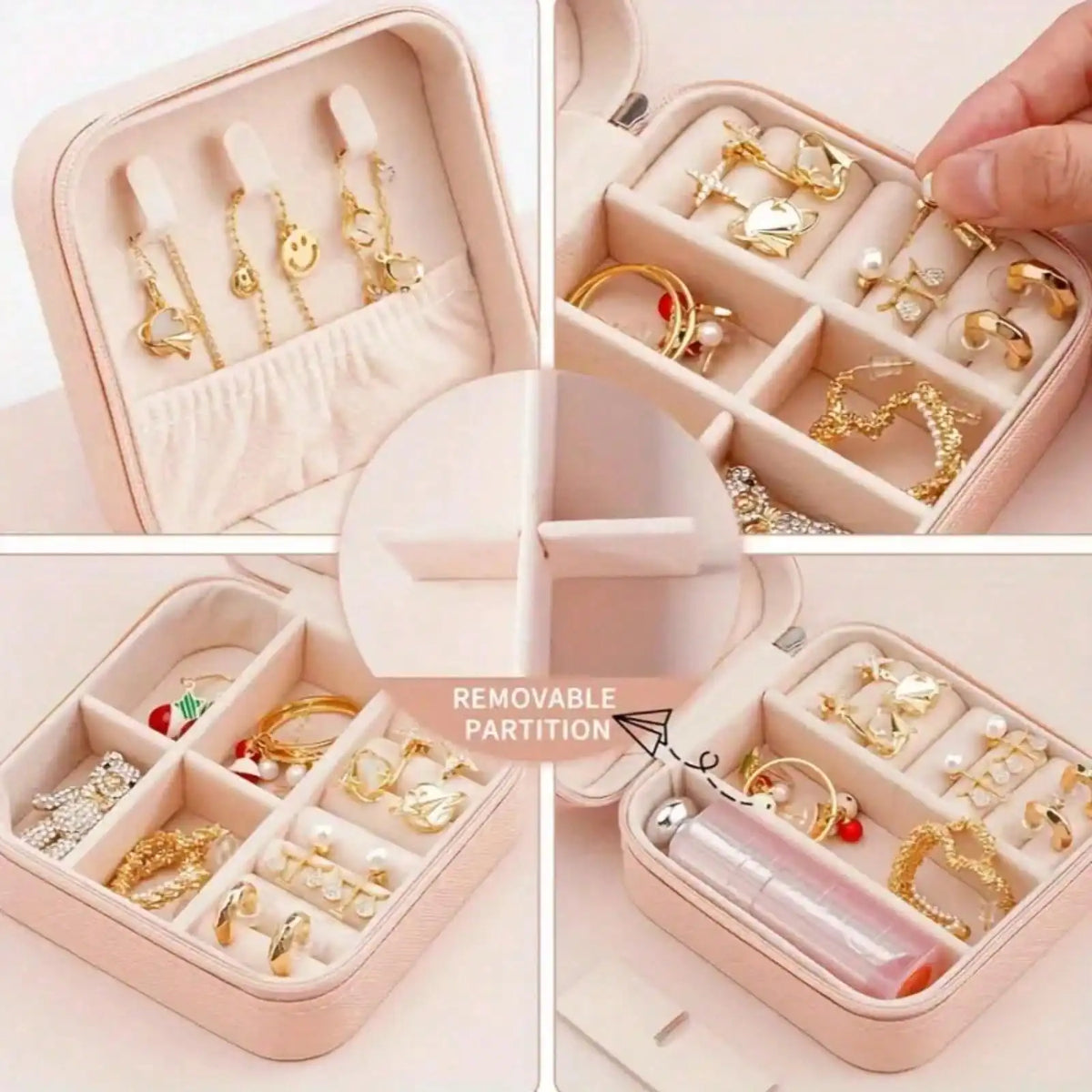 Portable Shimmering Travel Jewelry Case Mini Tangle Free Jewelry Organizer Box Storage Bag For Rings Earrings Necklaces Ideal For Vacation Daily Use And On The Go Use