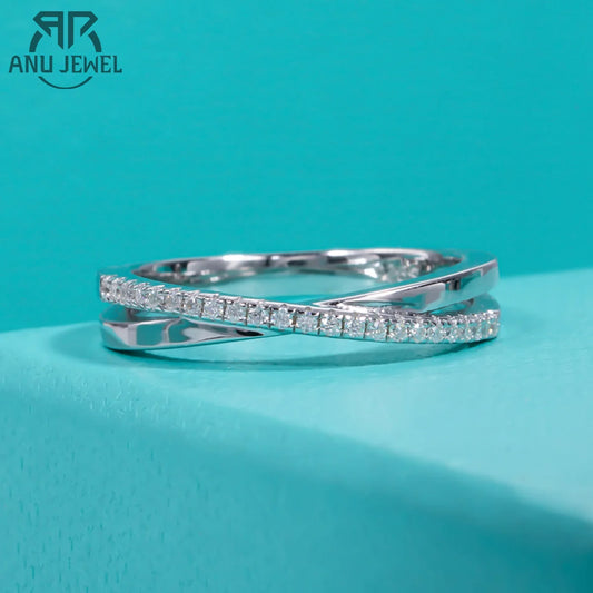 AnuJewel D Color Moissanite Diamond 18K Gold Plated  Cross Engagement Wedding Rings  Fine Jewelry Wholesale