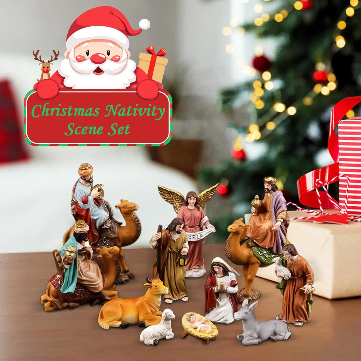 Nativity Figurines Nativity Statue Decor For Desk Birth Of Jesus Sculpture Ornament Resin For Christmas Collectors Fireplace