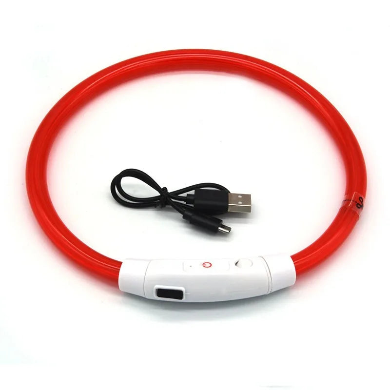USB Rechargeable Fiber Optic Collar Pet Dog LED Light Collar Luminous Anti-Lost Dog Collar USB Rechargeable Dog Necklace Collar
