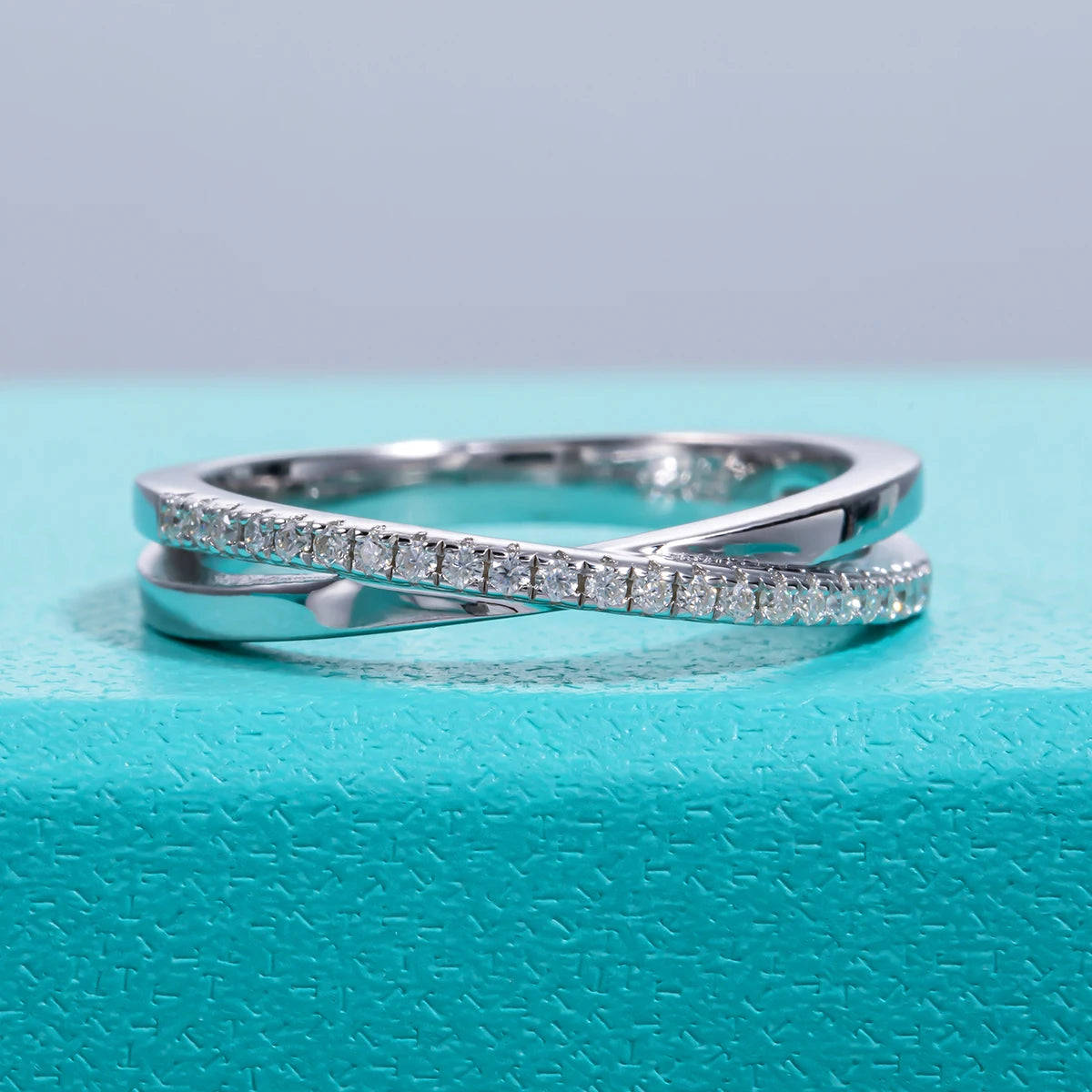 AnuJewel D Color Moissanite Diamond 18K Gold Plated  Cross Engagement Wedding Rings  Fine Jewelry Wholesale