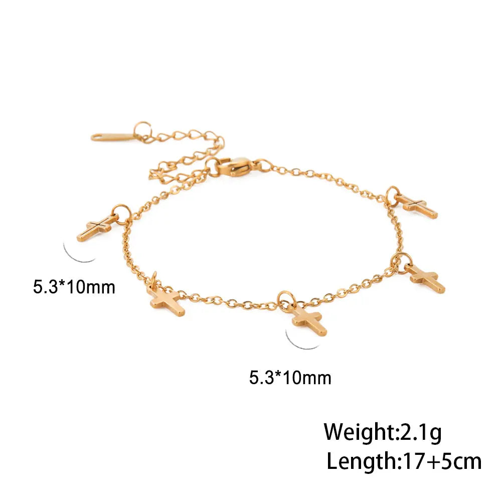 Cazador Christian Cross Charm Bracelet for Women Boho Pendant Bracelets on Hand Stainless Steel Jewelry Bithday Gift Wholesale