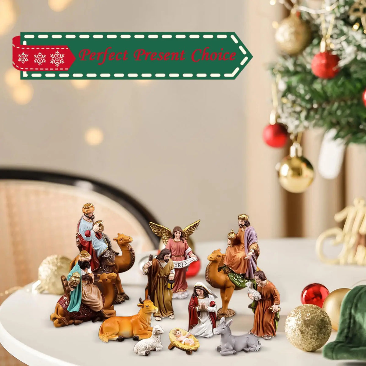 Nativity Figurines Nativity Statue Decor For Desk Birth Of Jesus Sculpture Ornament Resin For Christmas Collectors Fireplace